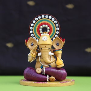 Quilled Lord Ganesha Idol Housewarming Gift Elephant Gifts Diwali Decor Home Decor Gift for Mom Handmade Wedding Gift Maximalist image 2