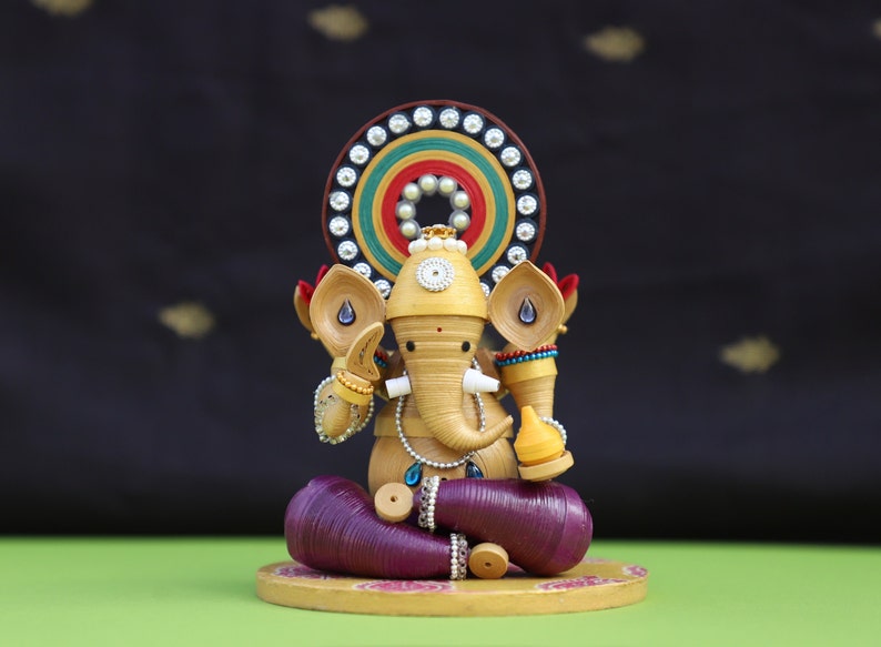 Quilled Lord Ganesha Idol Housewarming Gift Elephant Gifts Diwali Decor Home Decor Gift for Mom Handmade Wedding Gift Maximalist image 2