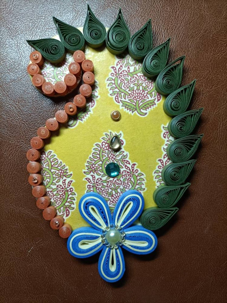 Decoupage Quilled Placement Paisley, Rangoli, Decoration, Housewarming, Festival, Pattern, Diwali, Dussehra, Ganesha Chaturthi, Handmade image 7