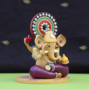 Quilled Lord Ganesha Idol Housewarming Gift Elephant Gifts Diwali Decor Home Decor Gift for Mom Handmade Wedding Gift Maximalist image 3