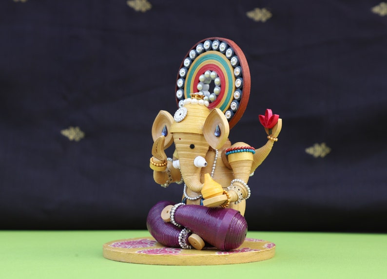 Quilled Lord Ganesha Idol Housewarming Gift Elephant Gifts Diwali Decor Home Decor Gift for Mom Handmade Wedding Gift Maximalist image 7