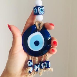 Small Evil Eye Wall Hanging, Evil Eye Pendant, Evil Eye Nazar Stein, Nazar Boncuk, Ojo Turco Hanging, Evil Eye Car Tassel, Evil Eye Decor