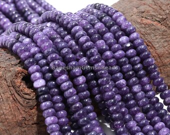 African Amethyst Smooth Rondelle Beads, Grade AAA Natural African Amethyst Beads, 15" Strand For Jewelry Making Wholesale Beads, Women Gift