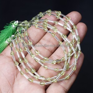 AAA Green Peridot Faceted Teardrop Shape Beads, Natural Straight Drilled Briolettes 5X7-6 x 8 mm Gemstone Beads For Making Jewelry & Craft