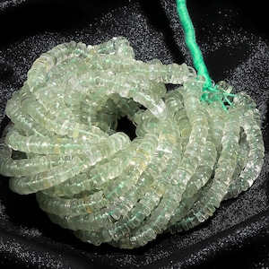 Green Amethyst Tire, Natural Green Amethyst Smooth Heishi Tire Shape Beads, Amethyst Beads, Green Amethyst Disc Beads For Jewelry Making