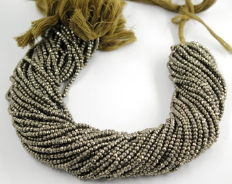 Natural Pyrite Faceted Rondelle Beads, 4mm Pyrite Rondelle Beads, AAA Pyrite Gemstone Beads, Pyrite Beads For Making Jewelry Wholesaler
