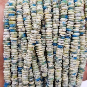 Perline per pneumatici Heishi in diaspro K2, perline per pneumatici Heishi lisce pakistane K2, perline per pneumatici Heishi lisce in diaspro per la creazione di gioielli.