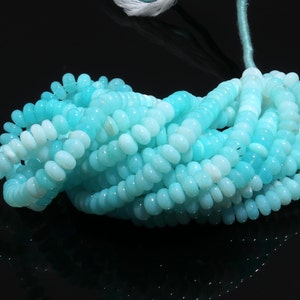 Peru Opal shaded Rondelle Shape Smooth Beads, 7-9 mm Sky Blue Opal Shaded Gemstone Beads, Peru Opal Rondelle Beads, Shaded Blue Opal Beads