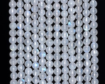Rainbow Moonstone Smooth Round Beads, 4 mm Rainbow Moonstone Round Beads, Moonstone Gemstone, Blue Fire Rainbow Moonstone Beads Strand