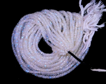 Rainbow Moonstone Faceted Rondelle Beads Moonstone Beads 4 mm Rainbow Moonstone strands AAA+ Flashy Rainbow Beads