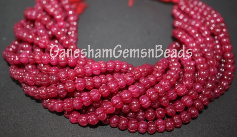 Red Jade Carved Melon Beads Red Jade Rondelle Beads Natural Red Jade Melon Shape Beads Red Jade Carving Melon Beads Red Jade Melon Briolette