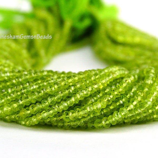 AAA Peridot Faceted Rondelle Beads, Peridot Rondelle Beads, Natural Peridot Faceted Beads, AAA+ Quality 4 mm Beads, Peridot Beads Strand