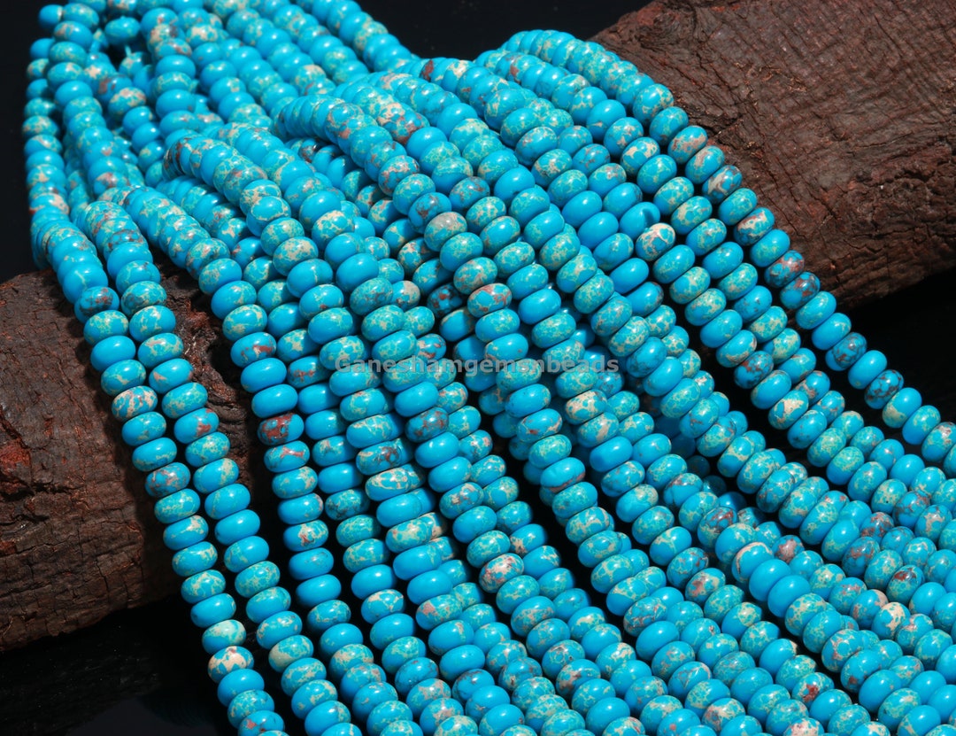 Arizona Turquoise Quartz Rondelle Beads, Turquoise Smooth Beads ...