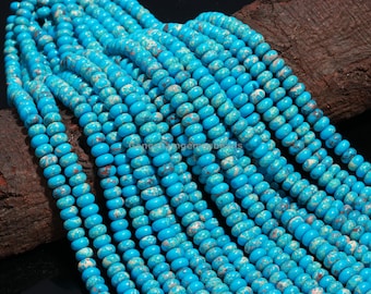 Arizona Turquoise Quartz Rondelle Beads, Turquoise Smooth Beads,Turquoise Rondelle Beads,Arizona Turquoise Beads,Kingman, Wholesale Beads