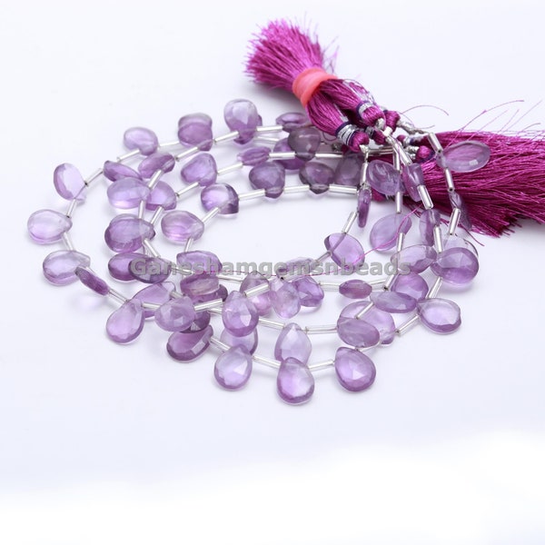 Pink Amethyst Faceted Pear Briolette, Amethyst Side Cut Wholesale Beads For Jewelry Making Necklace, Tiny Amethyst Wholesale Beads, Gift