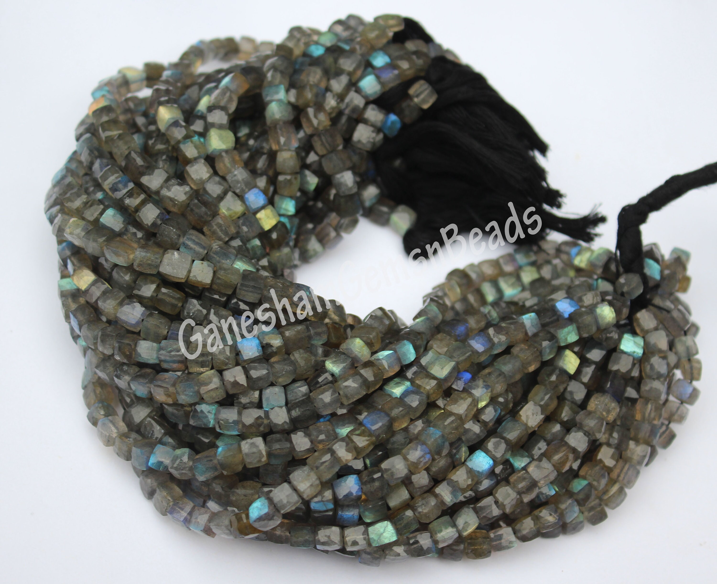 ラブラドライトボックス、天然ラブラドライトファセット3Dキューブ