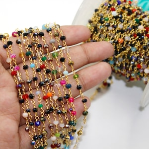 Wielokolorowy łańcuszek różańcowy z koralikami hydro, wielokolorowy łańcuszek różańcowy z koralikami hydro, wielokolorowy łańcuszek z pozłacanym i posrebrzanym drutem, znalezisko, wielokolorowe koraliki disco