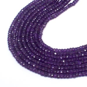 AAA Natural African Amethyst Faceted Rondelle Gemstone Beads,13" Strand,3.5-4 mm, Amethyst Faceted Rondelle Beads Jewelry Designing