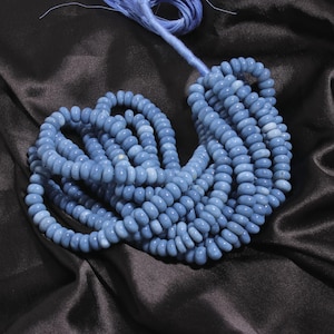 Blue Opal Smooth Rondelle Beads, Natural Blue Opal Rondelle Beads, 16&quot; 8-9 mm Blue Opal Beads, Smooth Opal, Opal Gemstone Opal Beads Strand