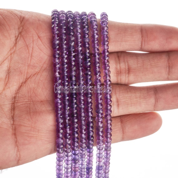 Amethyst Beads Natural Amethyst Rondelle Beads 2-2.5mm Faceted Rondelle Handmade Beads Jewelry Making 13 inches Top Quality Beads Sale