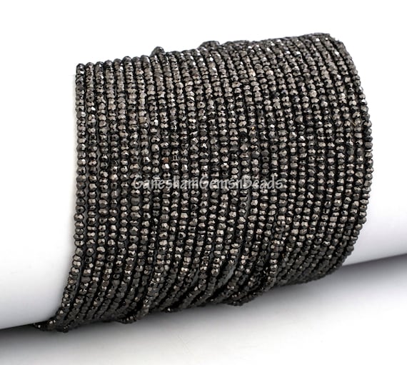 INDIAN Black Spinel Faceted Rondelle Beads, Black Spinel Rondelle Shape Beads, 2-2.5 mm Black Spinel Beads, Indian Black Spinel Loose Beads