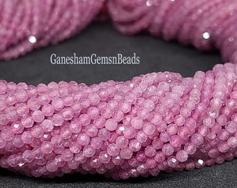 Pink Sapphire Faceted Round Beads - Coated Pink Sapphire 2 mm And 3 mm Round Beads, Pink Sapphire Necklace, Sapphire Beads For Jewelry