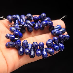 Lapis Lazuli fasetterad droppformad briolett, naturliga blå lapis lazuli droppformade pärlor för att göra örhängesmycken, 5x7-6 x 8 mm lapis droppe