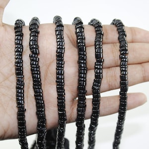 Black Spinel Smooth Heishi Tire Beads, Black Spinel Tire Shape Beads, Black Spinel Tire, Black Spinel Smooth Rondelle Beads, Spinel Beads