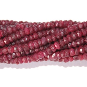 AAA Ruby Corundum Faceted Rondelle Gemstone Beads,13 Inches, 3-5mm, Top Quality Ruby faceted Rondelle Beads,Red Ruby For Jewelry zdjęcie 6