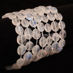 AAA+ Flashy White Rainbow Moonstone Smooth Oval Shape Gemstone Beads,13" Strand Rainbow Smooth Beads Handmade Beads,Moonstone Gemstone