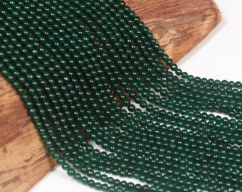 Grade AAA+ Dark Green Jade Smooth Round Beads, Green Jade Smooth Beads, Jade Beads For Jewelry Making 15 Inches Strand, Wholesale Beads,Gift