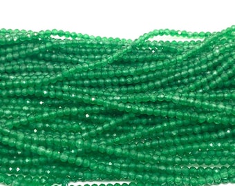 Natural Green Onyx Faceted Round Beads, 2mm Green Onyx Round Beads, AAA Green Onyx Beads, Faceted Green Onyx Gemstone Strand For Jewelry