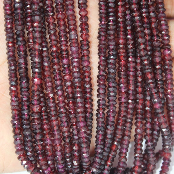 Mozambique Garnet Faceted Rondelle Beads, Natural Mozambique Garnet Rondelle Beads, Red Garnet Beads, 4mm Garnet Loose Gemstone Beads