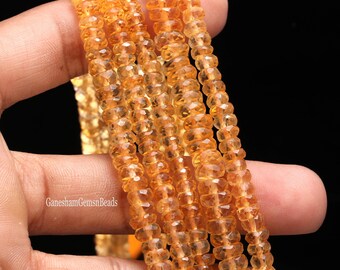 Rare Natural Citrine Faceted Rondelle Beads, AAA Citrine Rondelle Beads, Citrine 5 mm- 6 mm Beads Strand For Jewelry Making Wholesale Beads