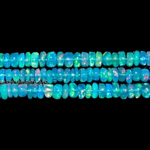 Super Quality Blue Paraiba Opal Smooth Rondelle Bead Welo Opal Bead Ethiopian Opal Rondelle beads Blue Opal Plain Beads Fire Opal Beads