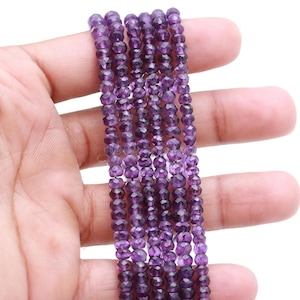 SPECIAL OFFER!! African Amethyst Faceted Rondelle Beads, Natural Purple Amethyst Rondelle Beads For Jewelry Making, Amethyst Beads