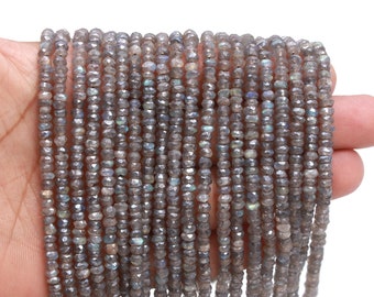 Natural Labradorite Mystic Silver Coated Faceted Rondelle Beads, AAA Flashy Labradorite Rondelle Beads, Silver Coated On Labradorite Beads