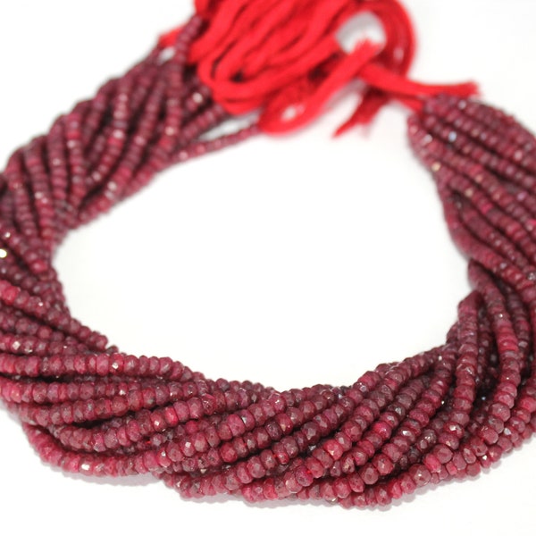 SPECIAL OFFER! Ruby Corundum Faceted Rondelle Gemstone Beads, Top Quality Ruby faceted Rondelle Beads, Ruby Beads, Red Ruby For Jewelry