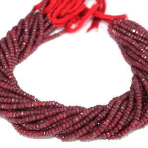 AAA Ruby Corundum Faceted Rondelle Gemstone Beads,13 Inches, 3-5mm, Top Quality Ruby faceted Rondelle Beads,Red Ruby For Jewelry zdjęcie 8