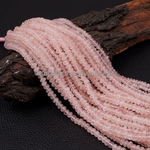 Natural Rose Quartz Smooth Rondelle Beads, 4-5 mm Plain Rondelle Gemstone Beads 15 Strand AAA Handmade Beads for Making Jewelry Craft image 1