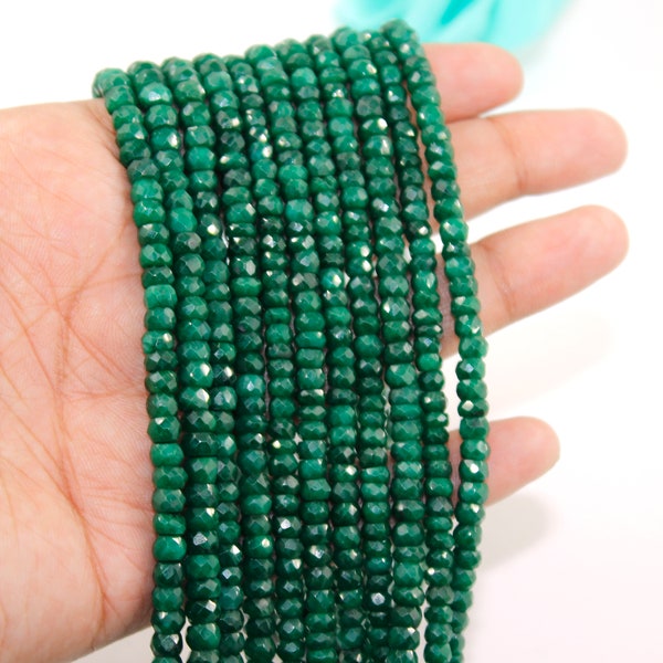 Emerald Corundum Faceted Rondelle Beads Green Emerald Rondelle Beads Faceted 4-5 mm Emerald Beads Green Emerald Beads Strand