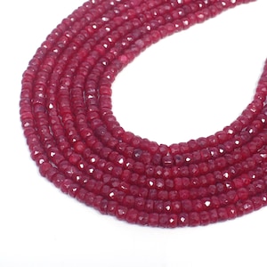 Cuentas de corindón rubí facetadas, cuentas de corindón rubí, cuentas de rubí de 4 mm, cuentas para joyería, cuentas al por mayor de 15 pulgadas.