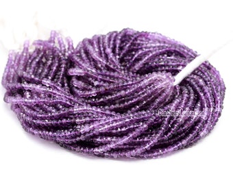 Amethyst Shaded Faceted Rondelle Beads, 3.5-4 mm African Amethyst Rondelle Beads, Natural Shaded Amethyst Rondelle Beads For Making Jewelry