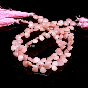 Pink Opal Faceted Heart Shape Briolettes, Pink Opal Heart Beads, Natural Pink Opal Beads,Faceted Pink Opal Beads For Jewelry, Opal Briolette