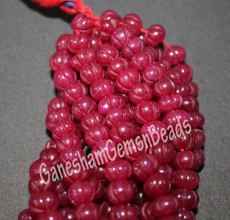 Red Jade Carved Melon Beads Red Jade Rondelle Beads Natural Red Jade Melon Shape Beads Red Jade Carving Melon Beads Red Jade Melon Briolette