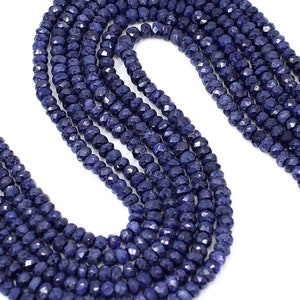 Natural Blue Sapphire Faceted Rondelle Beads, Blue Sapphire Beads,Sapphire Corundum Beads,4-5 mm Faceted Sapphire Beads,Sapphire Loose Beads