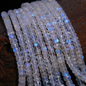 High Quality Rainbow Moonstone Faceted Rondelle Beads Moonstone Beads 4-7 mm In Graduation Rainbow Moonstone Strand AAA+ Flashy Rainbow Beads