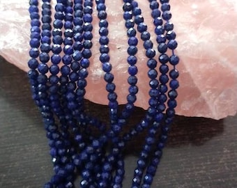 Lapis Lazuli Faceted Round Beads, 3-3.5 mm Lapis Round Beads, Faceted Blue Lapis Lazuli Beads, Lapis 3 mm Beads, Blue Lapis Beads Strand