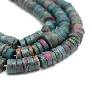 Ruby Zoisite Tire, Natural Ruby Zoisite Smooth Heishi Tire Shape Beads, Ruby Zoisite Plain Tire Briolette Beads, Ruby Beads For Jewelry