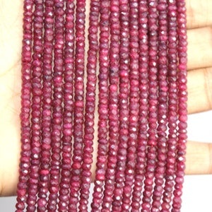 AAA Ruby Corundum Faceted Rondelle Gemstone Beads,13 Inches, 3-5mm, Top Quality Ruby faceted Rondelle Beads,Red Ruby For Jewelry zdjęcie 7